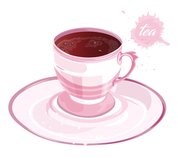 粉红杯红茶茶碟上优雅饮用图片下载