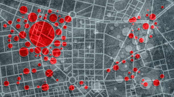 红色的城市地图图片下载