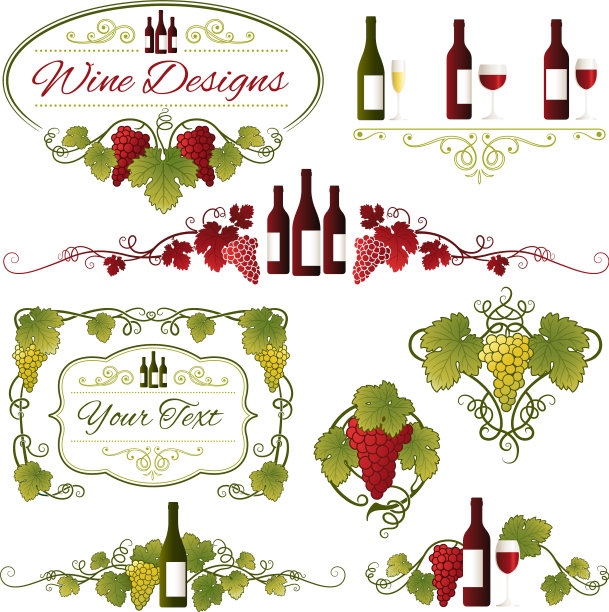 葡萄与葡萄酒设计图片下载