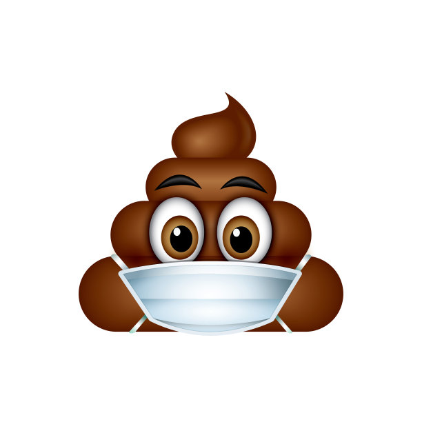 大便表情符号，戴着呼吸面罩的表情符号大便脸矢量插图图片下载