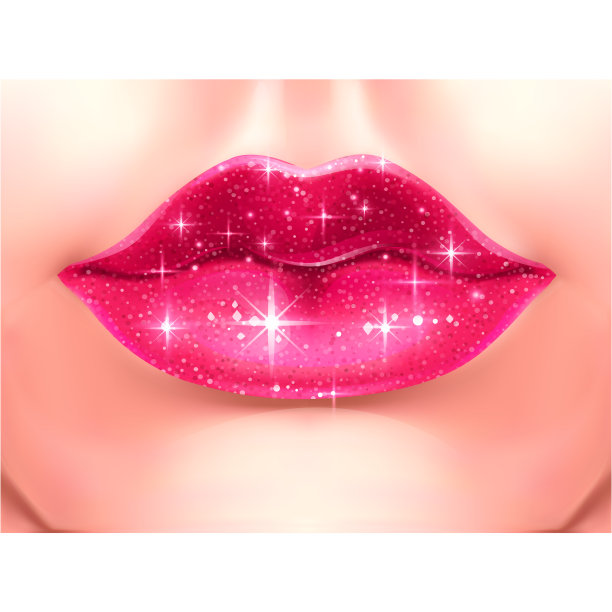 美丽丰满的嘴唇上一抹透明图片下载