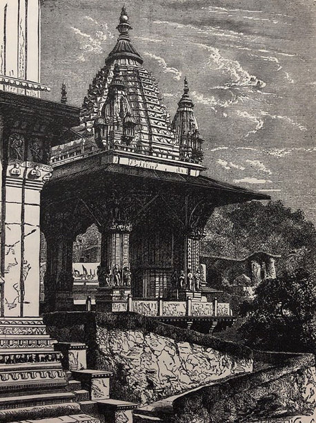古董插图-印度-金亭-安布尔山谷图片下载