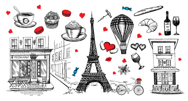 设置手绘法国图标巴黎素描伊拉斯图片下载