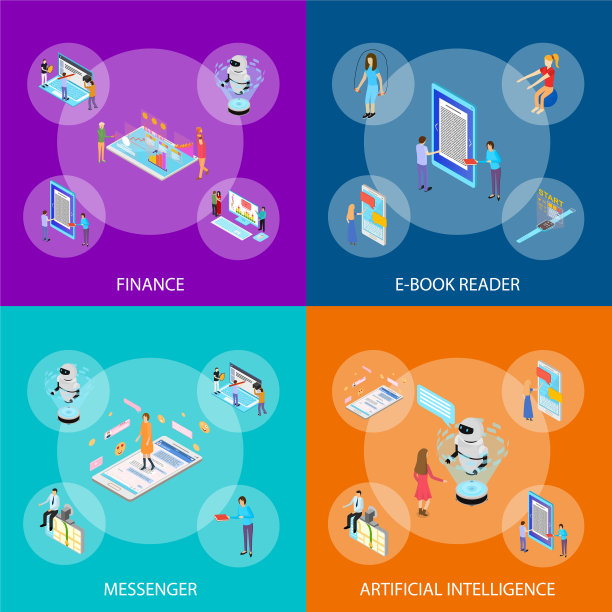 人们和应用界面的概念旗帜设置3d图片下载