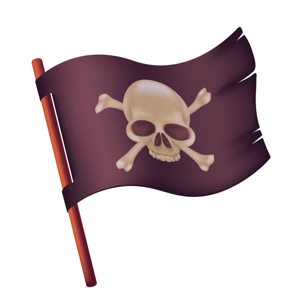 黑色飘扬的旗帜上有人形头骨图片下载