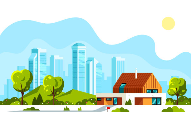 以大城市为背景的现代住宅图片下载