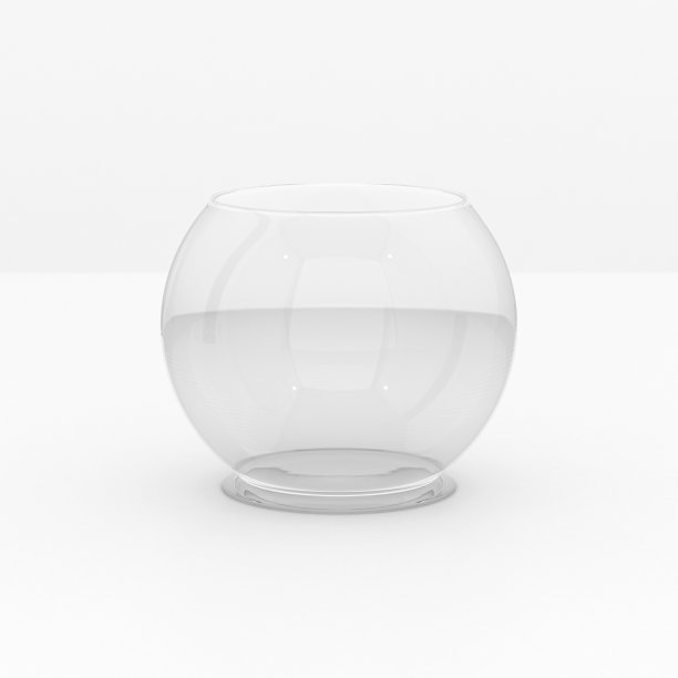 玻璃碗。圆形透明空容器。3 d渲染插图。图片下载