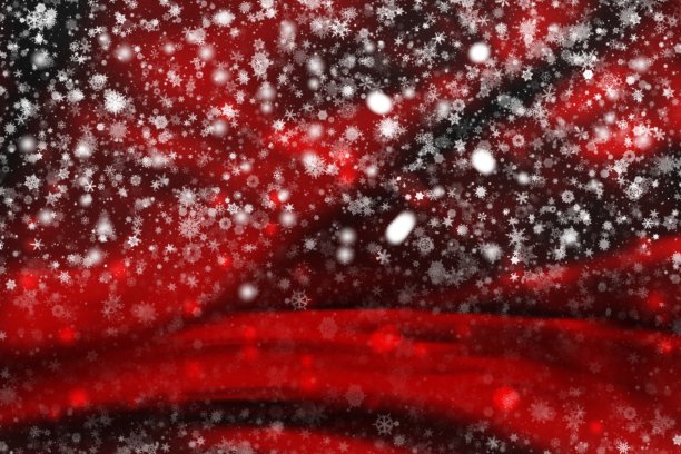 红色暗色渐变抽象背景。插画圣诞新年冬季卡片概念白色雪花和散景灯与复制空间。图片下载