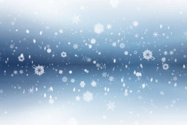 蓝灰色渐变抽象背景。插画圣诞新年冬季卡片概念白色雪花和散景灯与复制空间。图片下载