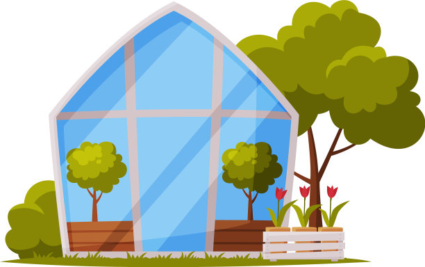 有玻璃墙和植物生长的温室图片下载