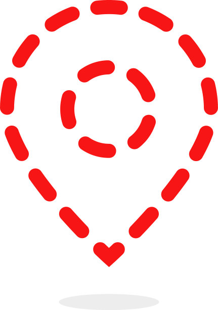 红色细线虚线地图针图片下载