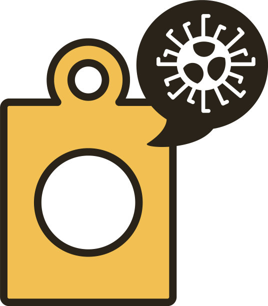 标记为covid - 19病毒颗粒线双色图片下载