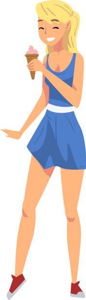 悠闲的年轻女子吃着冰淇淋的女性图片下载