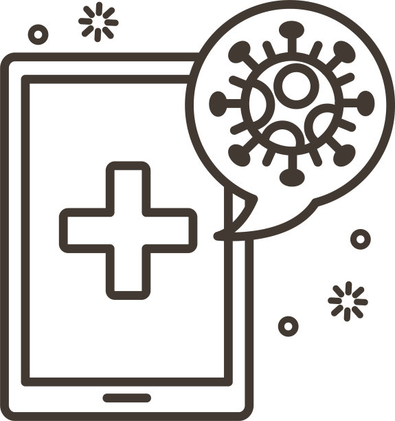 智能手机线条样式的新型冠状病毒颗粒图片下载