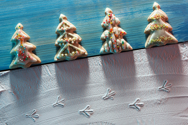 Сhristmas卡与Сhristmas树cookie。图片下载