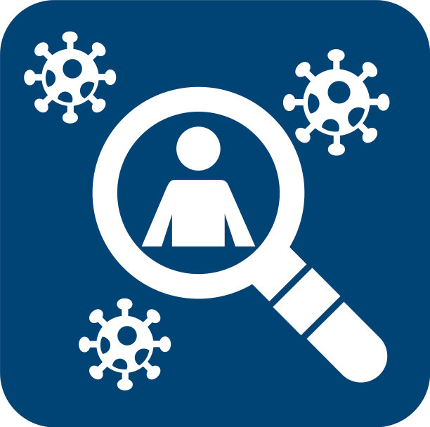 人与新冠病毒的放大镜图片下载