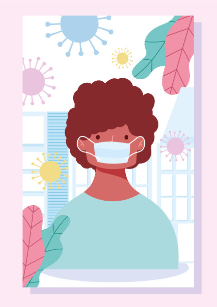 带着医用口罩呆在家里的年轻人图片下载