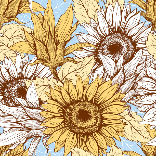 向日葵田无缝图案图片下载