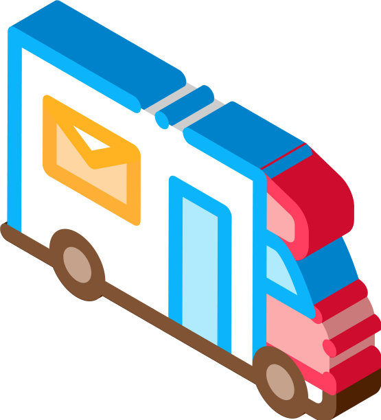 邮政运输公司的邮车等距图片下载