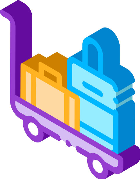 行李车与手提箱等距图标图片下载