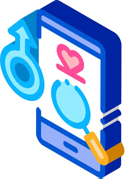 男性爱情搜索等距图标图片下载