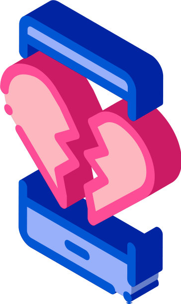 破碎的心等距图标图片下载