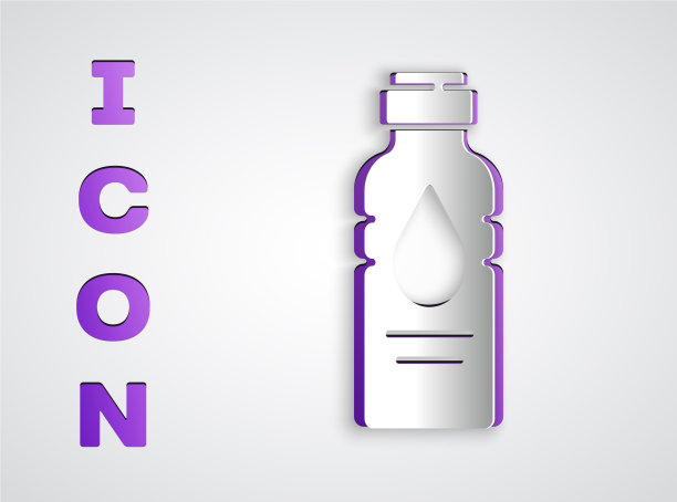 剪纸瓶水图标孤立在灰色图片下载