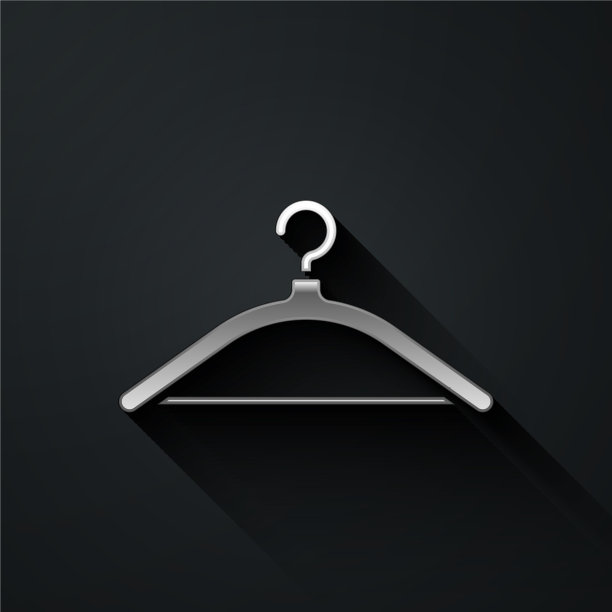 银色衣架衣橱图标孤立在黑色图片下载