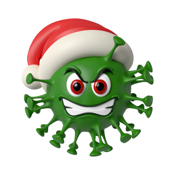 2019冠状病毒病正在用白色的圣诞老人帽做一张愤怒的脸图片下载