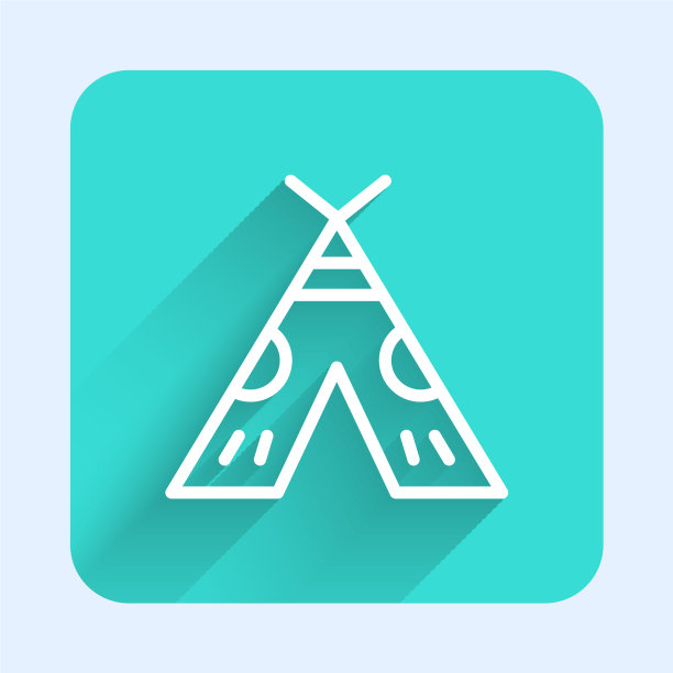 白色线条的传统印第安帐篷或棚屋图片下载