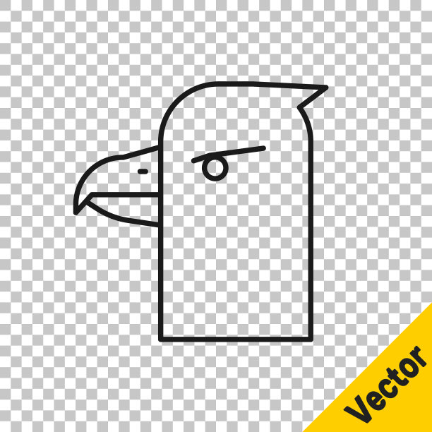 黑线鹰头图标孤立上透明图片下载