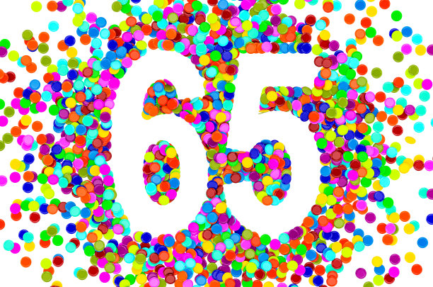 65块彩色纸屑。3D渲染孤立的白色背景图片下载