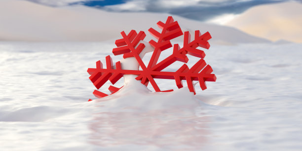 雪花在冬天被雪覆盖的景观背景。三维演示图片下载