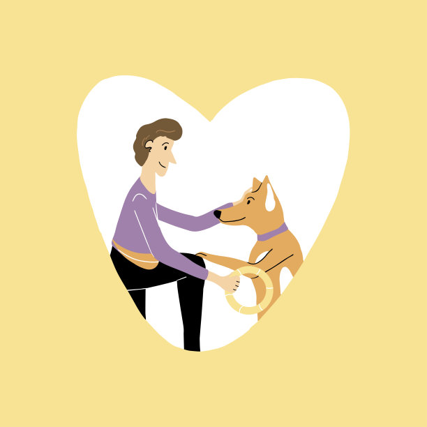 一个男人和一只狗在散步图片下载