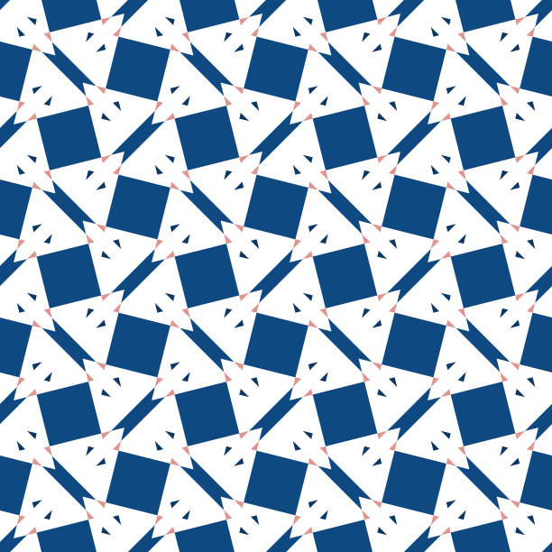 几何无缝重复矢量模式。经典的蓝色在白色的背景。图片下载