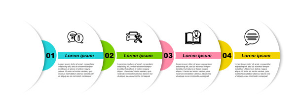 设置直线问题和感叹号，汽车服务，有趣的事实和语音聊天。业务信息模板。向量图片下载