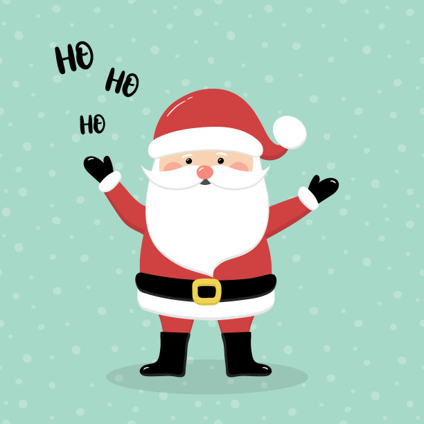 圣诞老人快乐的背景与雪花。圣诞元素。向量图片下载