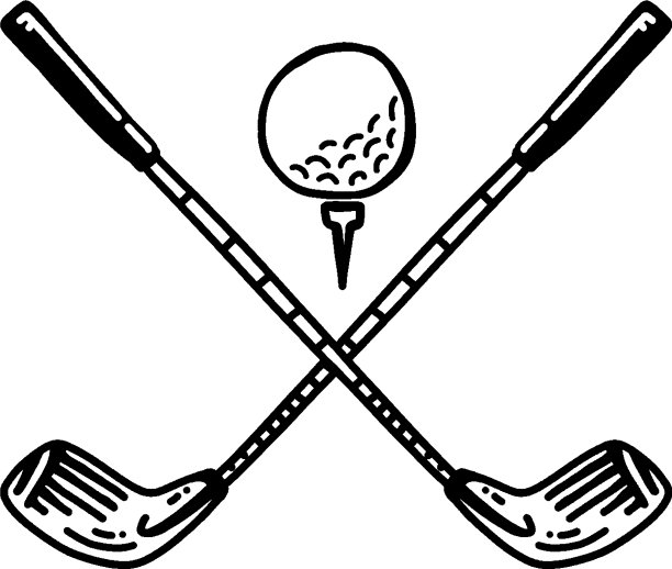 手绘高尔夫球和高尔夫球棒图片下载