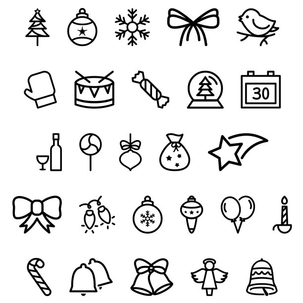 圣诞图标，矢量插图图片下载