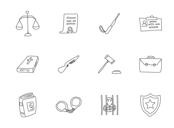 警务手绘线性矢量图标，适用于网页、UI设计、移动应用和印刷品图片下载