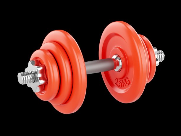 3D渲染哑铃孤立的黑色背景图片下载