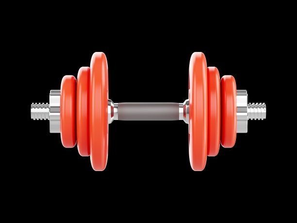 3D渲染哑铃孤立的黑色背景图片下载