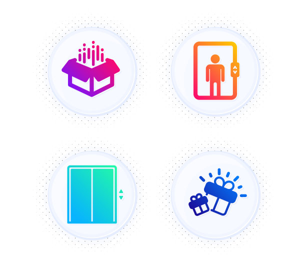 电梯电梯和打开盒子图标设置礼品标志图片下载