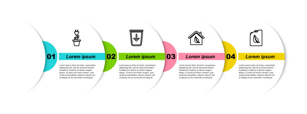 电热插头插锅，送垃圾，环保住宅和生物燃料罐。业务信息模板。向量图片下载