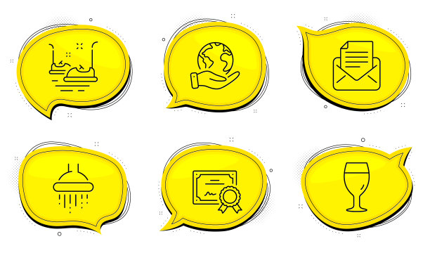 邮件通信，啤酒杯和淋浴图标图片下载