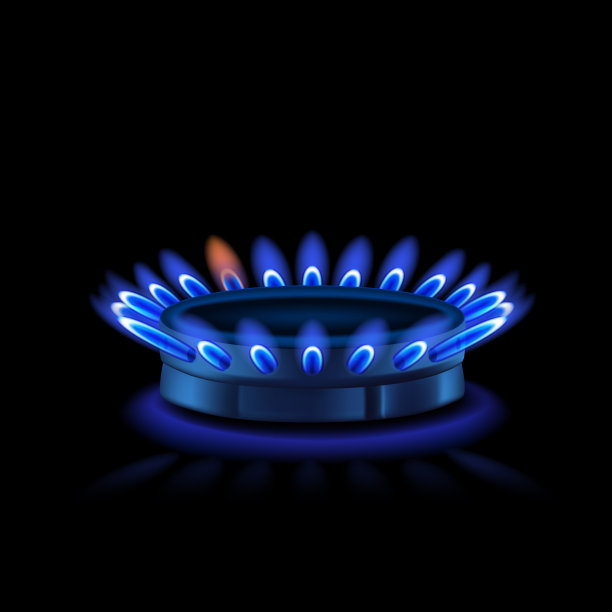 煤气炉和蓝色火焰图片下载