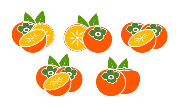 柿子的标志。孤立的柿子在白色背景上图片下载