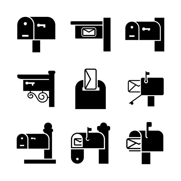 邮箱图标合集，glyph样式设计图片下载