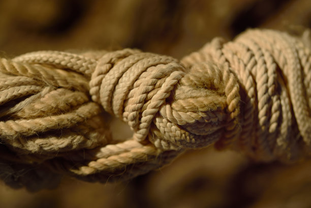 几根麻绳紧密地绑在一起，打了一个非常复杂的结图片下载