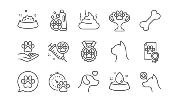 宠物系列图标设置兽医猫粮和狗图片下载